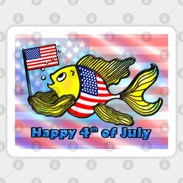 Happy 4th of July Fish Party Sticker by FabSpark